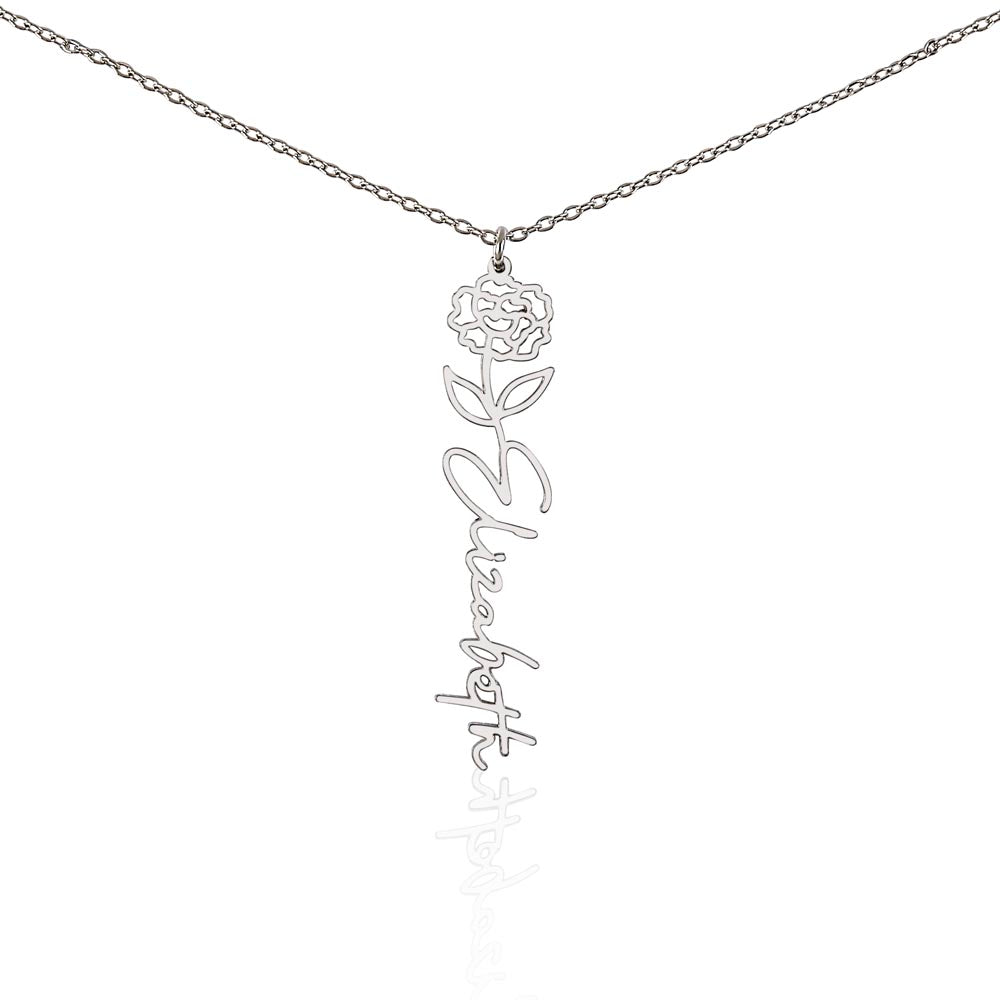Birth flower necklace Birth name flower Necklace Personalized with a gift box