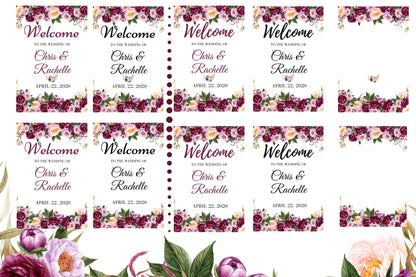 Wedding Welcome Signs - Peonies Flowers