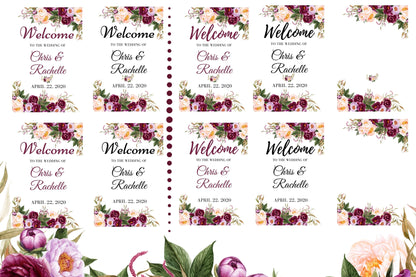 Wedding Welcome Signs 2 - Peonies Flowers